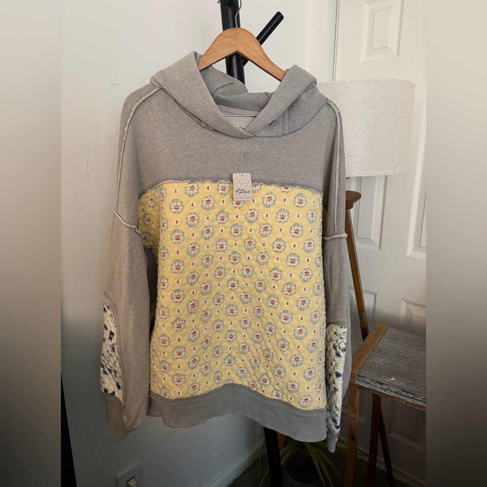 NWT FREE PEOPLE WE THE FREE Get Ditsy Hoodie | Buttercream Combo MSRP $198 - Picture 7 of 10